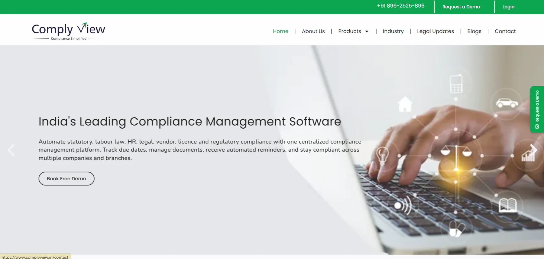 ComplyView homepage screenshot