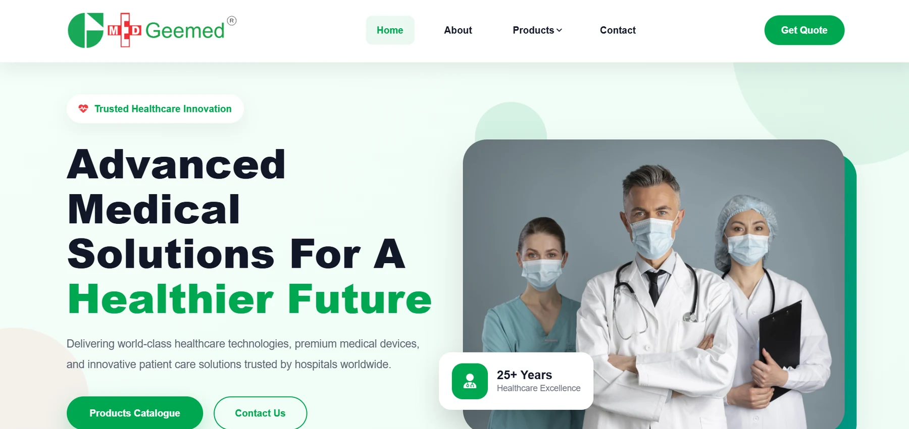 Geemed Healthcare homepage screenshot