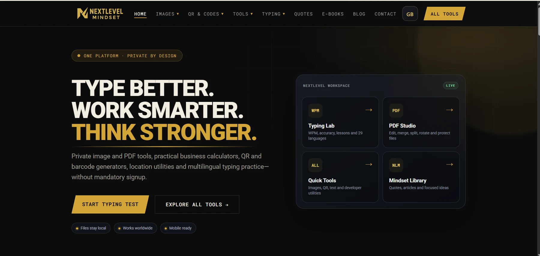 Next Level Mindset homepage screenshot