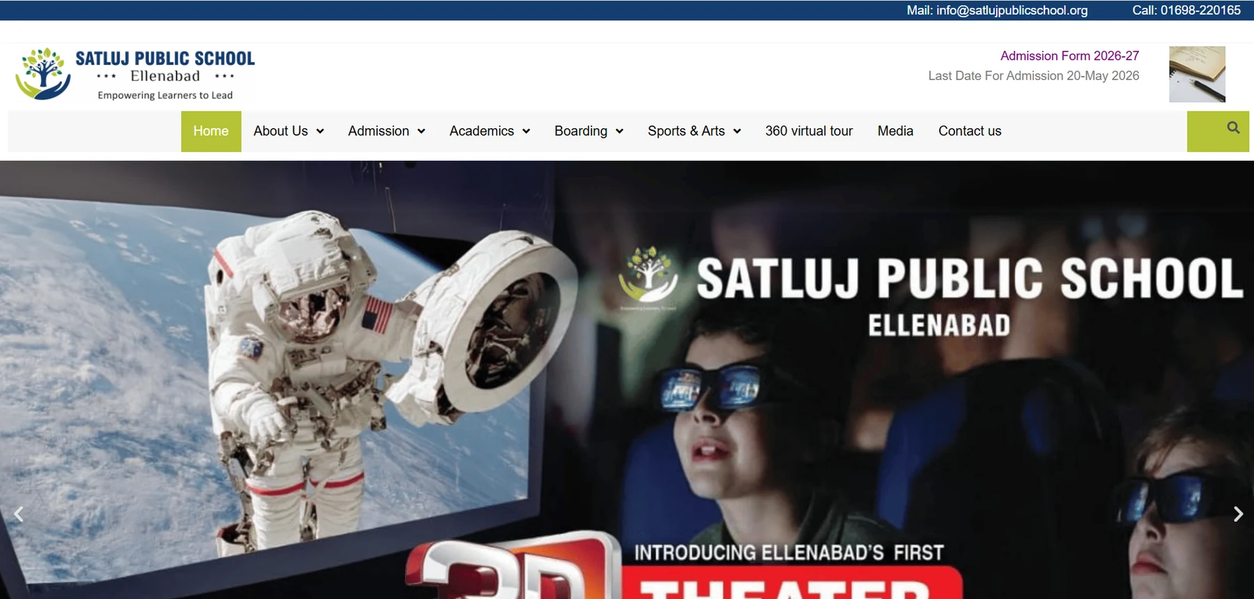 Satluj Public School homepage screenshot